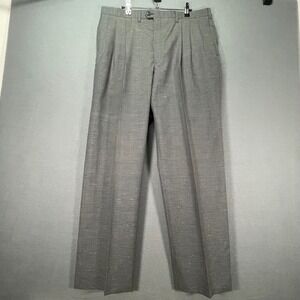 Kuppenheimer Dress Pants Mens 34x30 Gray Pleated Glen Check Wool